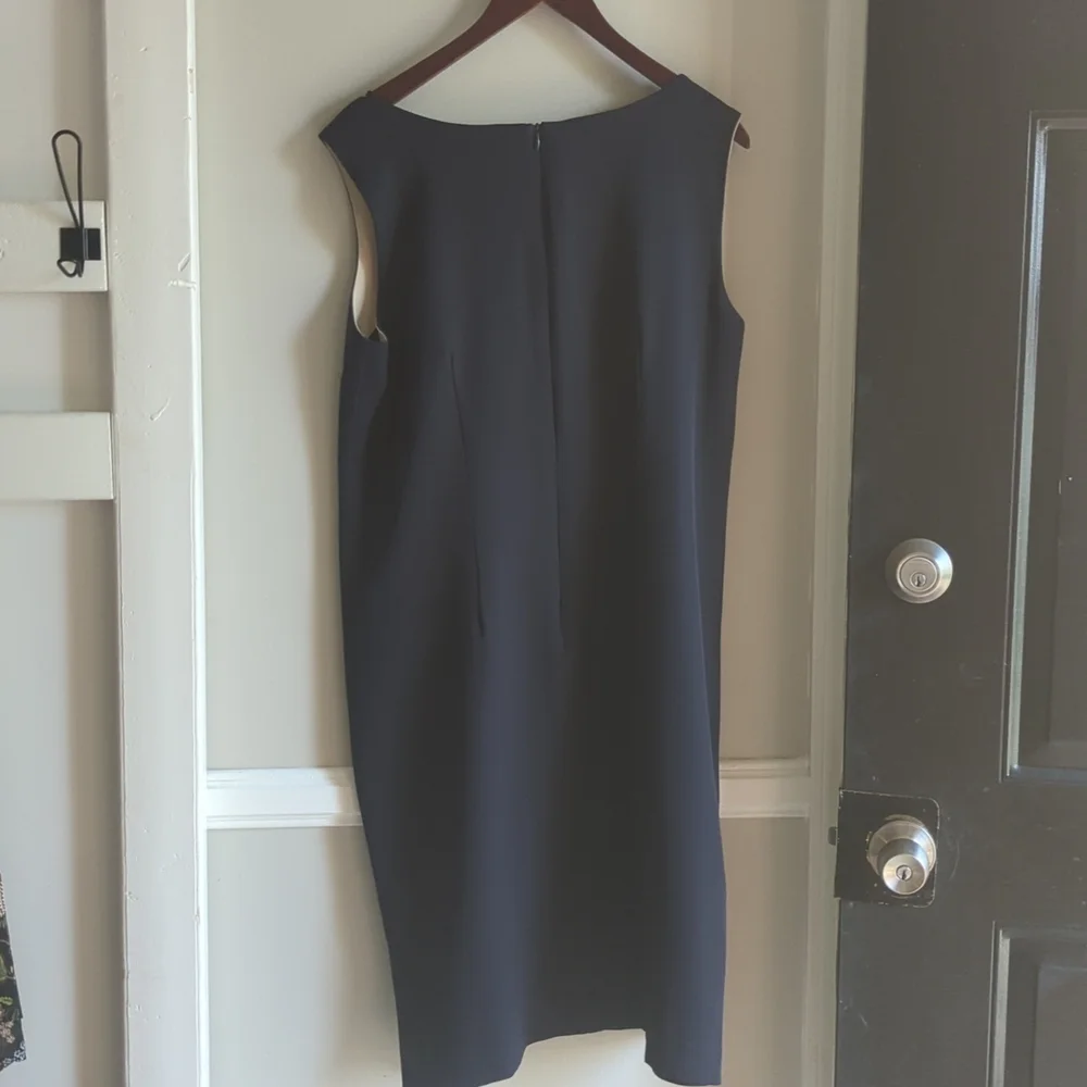 Mary McFadden Collection Dress 2 Piece Dress Suit Set 12 VTG Navy Neutral - Picture 5 of 11